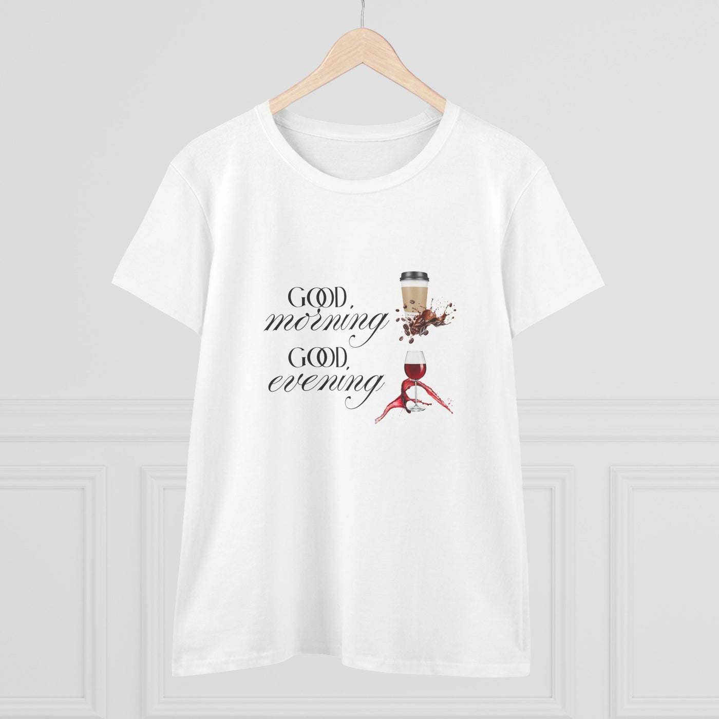 Good Morning - Good Evening  Cotton Tee, Women's Graphic Shirt