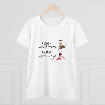 Good Morning - Good Evening  Cotton Tee, Women's Graphic Shirt