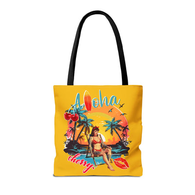 Aloha Cherry Tropical Tote Bag | Beach Accessories, Summer Bag, Travel Tote, Hanging Bag, Beach Bag