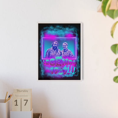 Retro Legends Poster with Wooden Frame - 1967 Nostalgia Art Bud Spencer &amp; Terence Hill