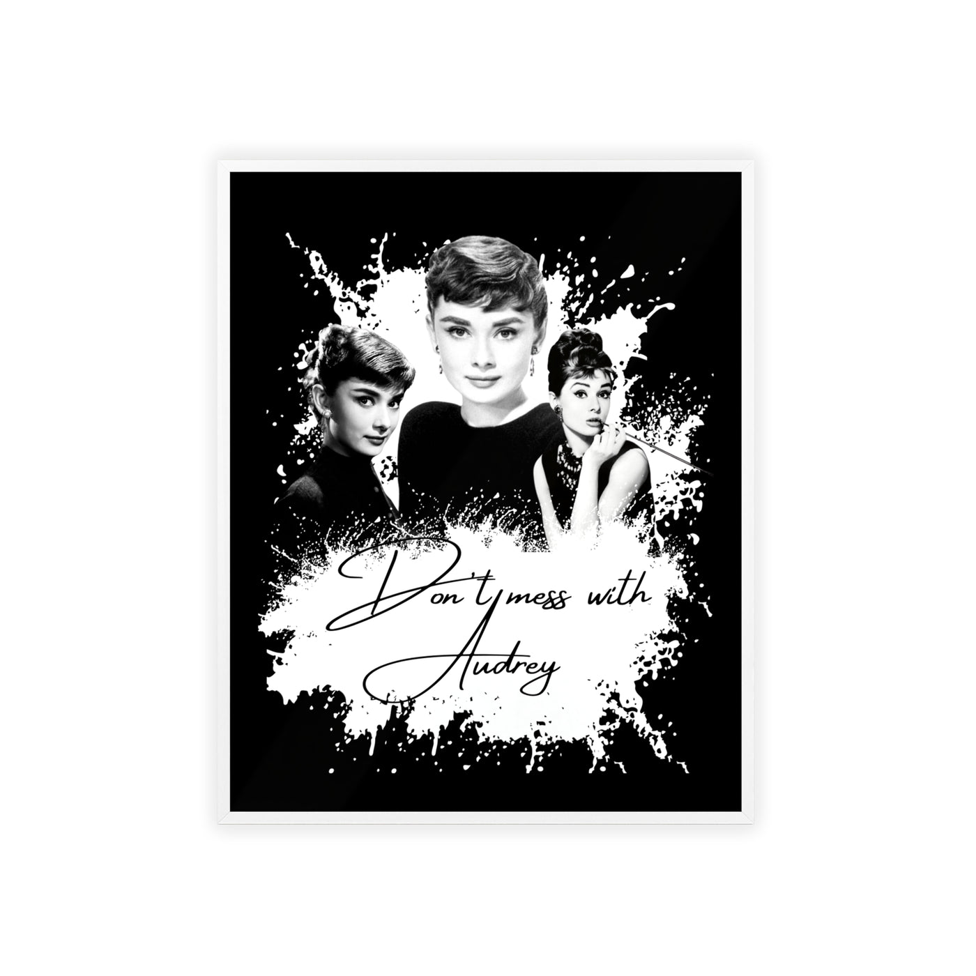 Audrey Hepburn Classic Poster with Wooden Frame - 'Don't Mess with Audrey'