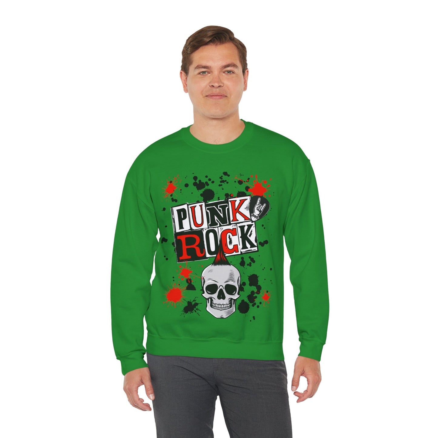 Punk Rock Crewneck Sweatshirt, Casual Streetwear Gift, Music Lover Apparel, Fall Fashion Layer, Unique Graphic Sweater