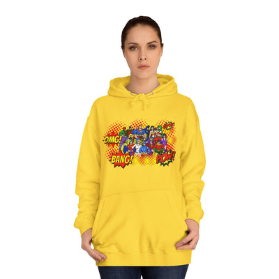 Superhero Graphic Hoodie, Unisex College Sweatshirt, Marvel DC Fans Apparel, Comic Book Lover Gift, Fun Cosplay Outfit