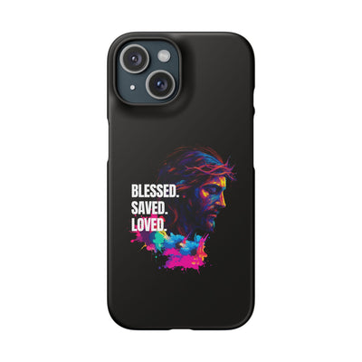 Blessed Saved loved - Snap Case - Jesus
