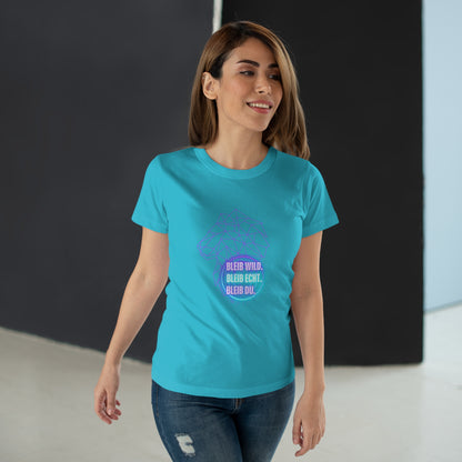 Women's Inspirational Lion T-Shirt - 'Bleib-Wild, Bleib-Echt, Bleib-Du' Design