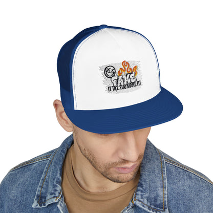 Embroidered 5 Panel Trucker Cap - Fake it til you make it