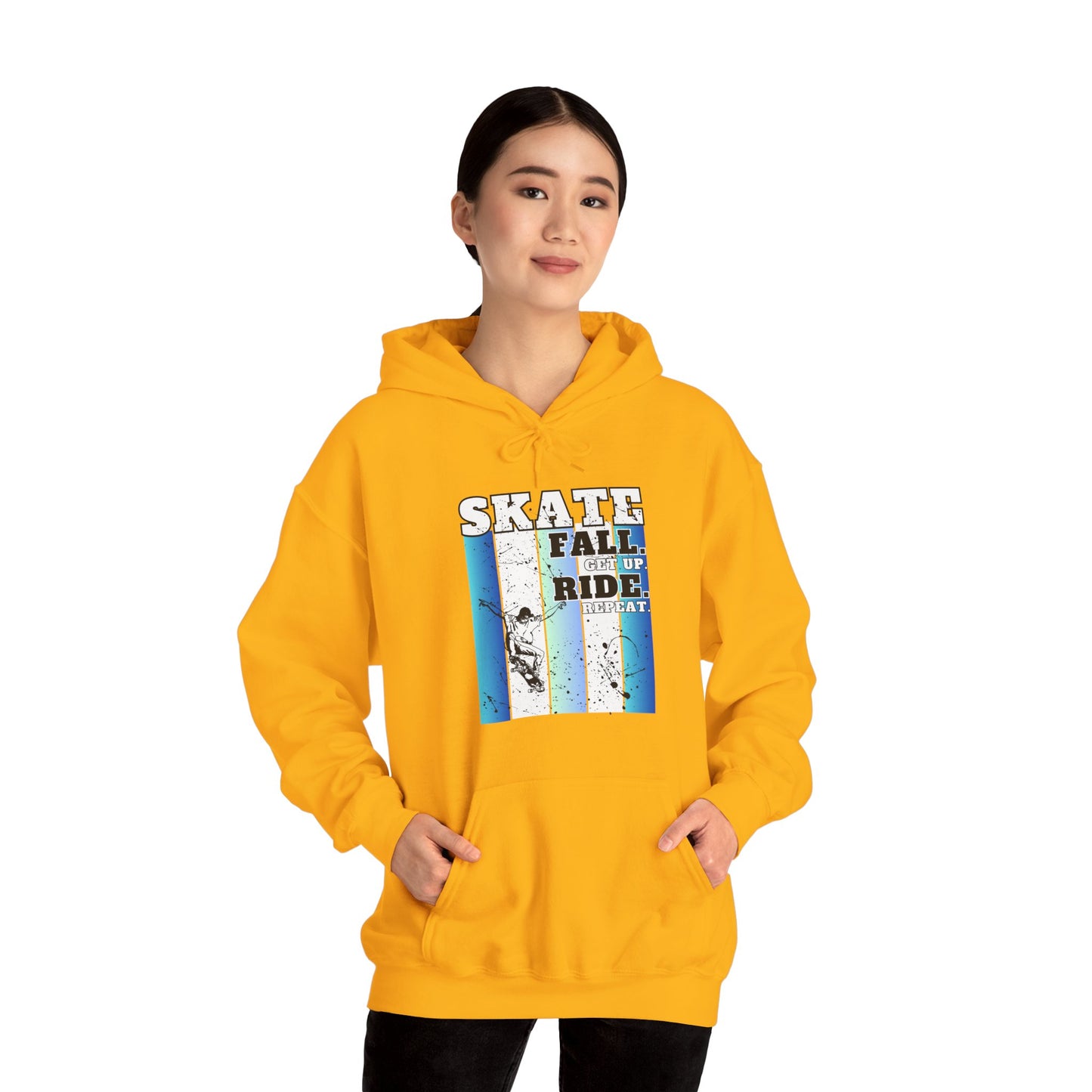 Skateboarding Warmup Hoodie - 'Skate Fall Get Up Ride Repeat' Design