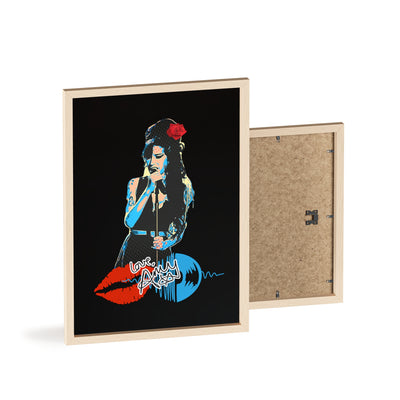 Love Amy Winehouse Poster with Wooden Frame - Vibrant Wall Art for Music Lovers