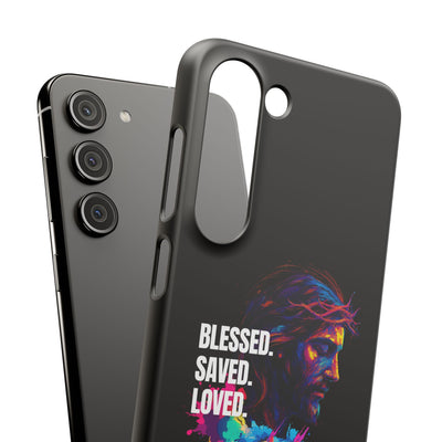 Blessed Saved loved - Snap Case - Jesus