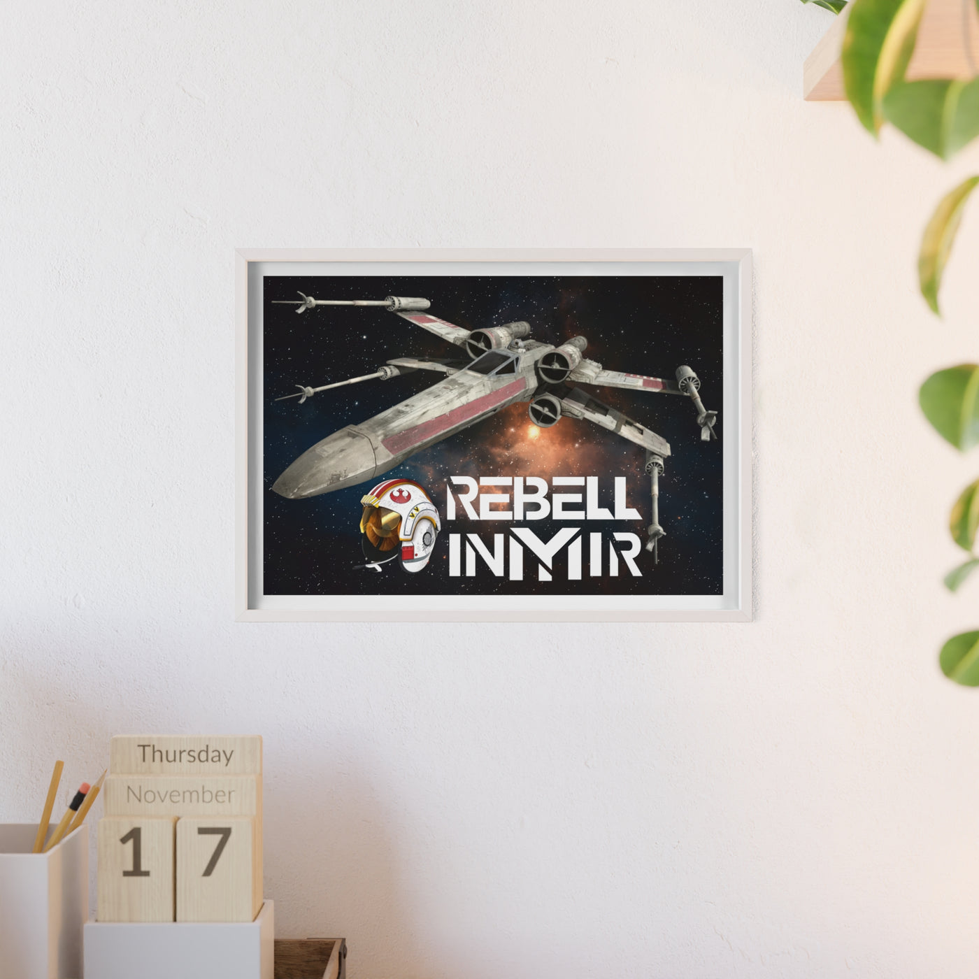 Star Wars X-Wing Fighter Poster with Wooden Frame - Rebel Inyir Decor