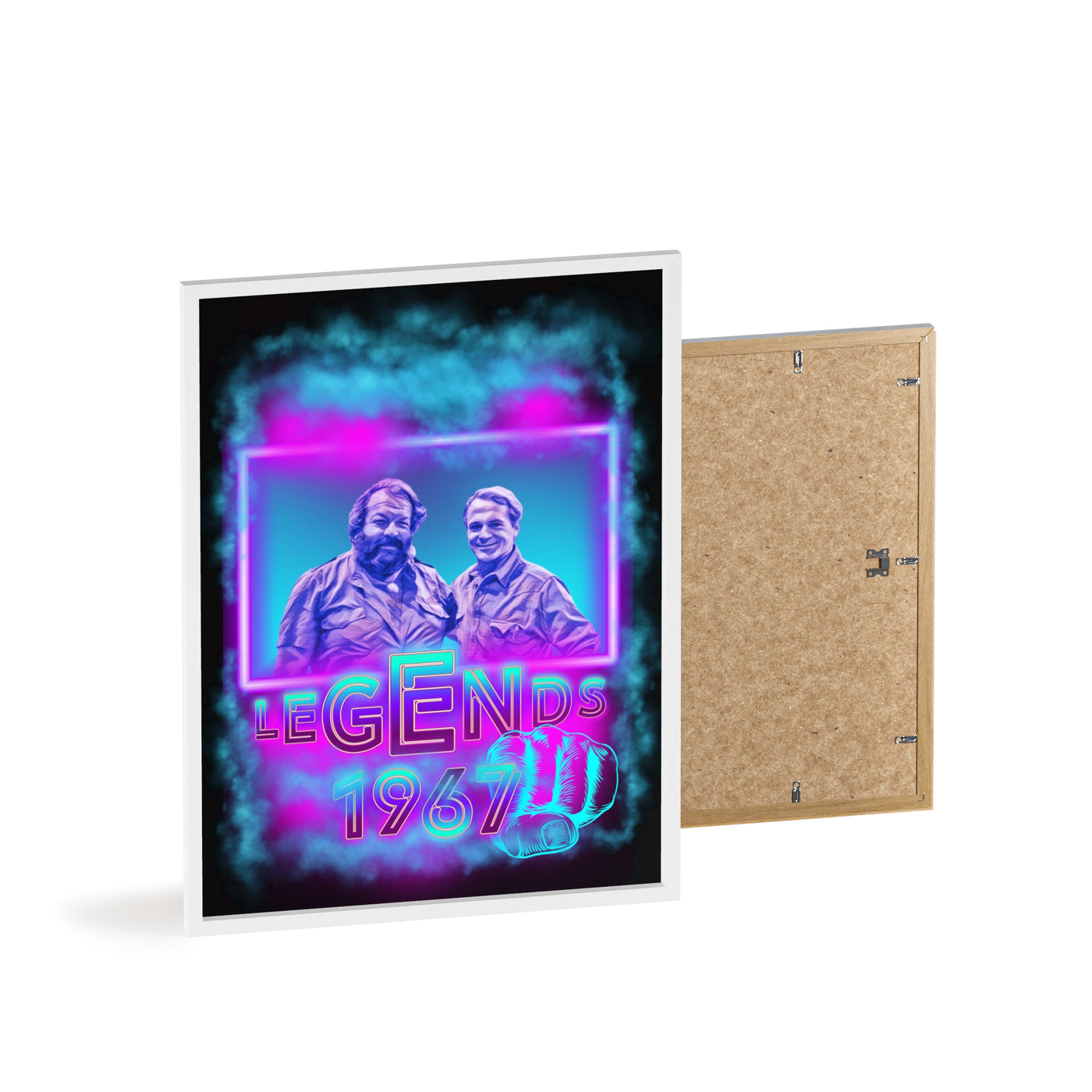 Retro Legends Poster with Wooden Frame - 1967 Nostalgia Art Bud Spencer &amp; Terence Hill