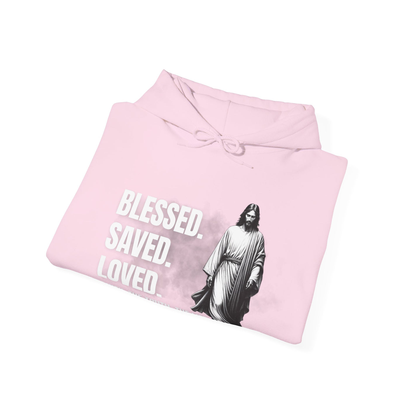 Blessed, Saved, Loved Hoodie - Unisex Heavy Blend Sweatshirt for Comfort and Faith Jesus