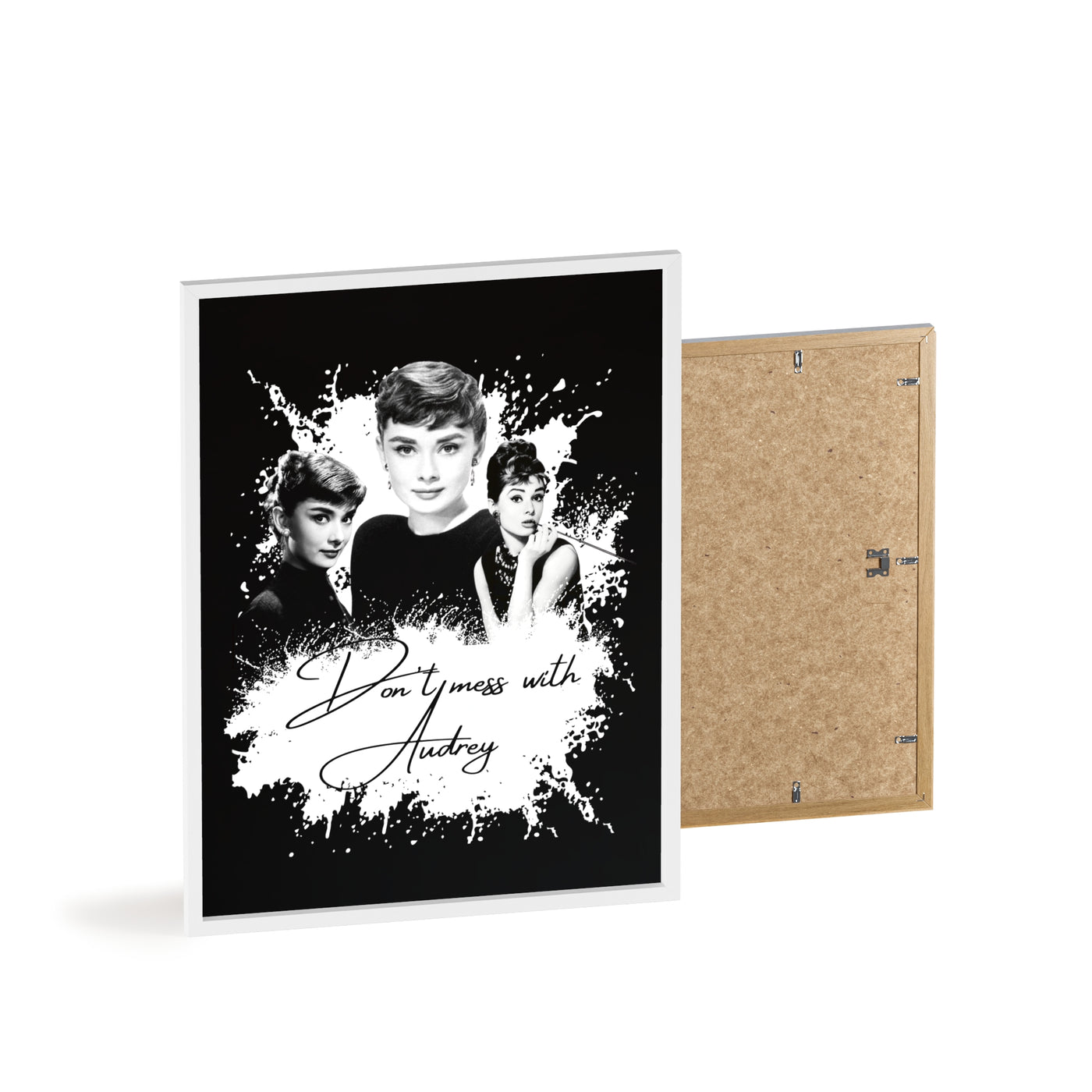 Audrey Hepburn Classic Poster with Wooden Frame - 'Don't Mess with Audrey'