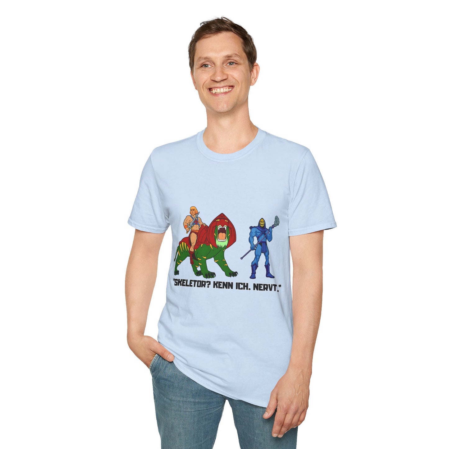 He-Man Retro Graphic Tee, Unisex Softstyle Shirt for Fans, Vintage Cartoon Apparel, Gift for Geeks, Nostalgic T-Shirt
