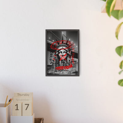 Freedom Poster with Wooden Frame - NYC Decor, Wall Art