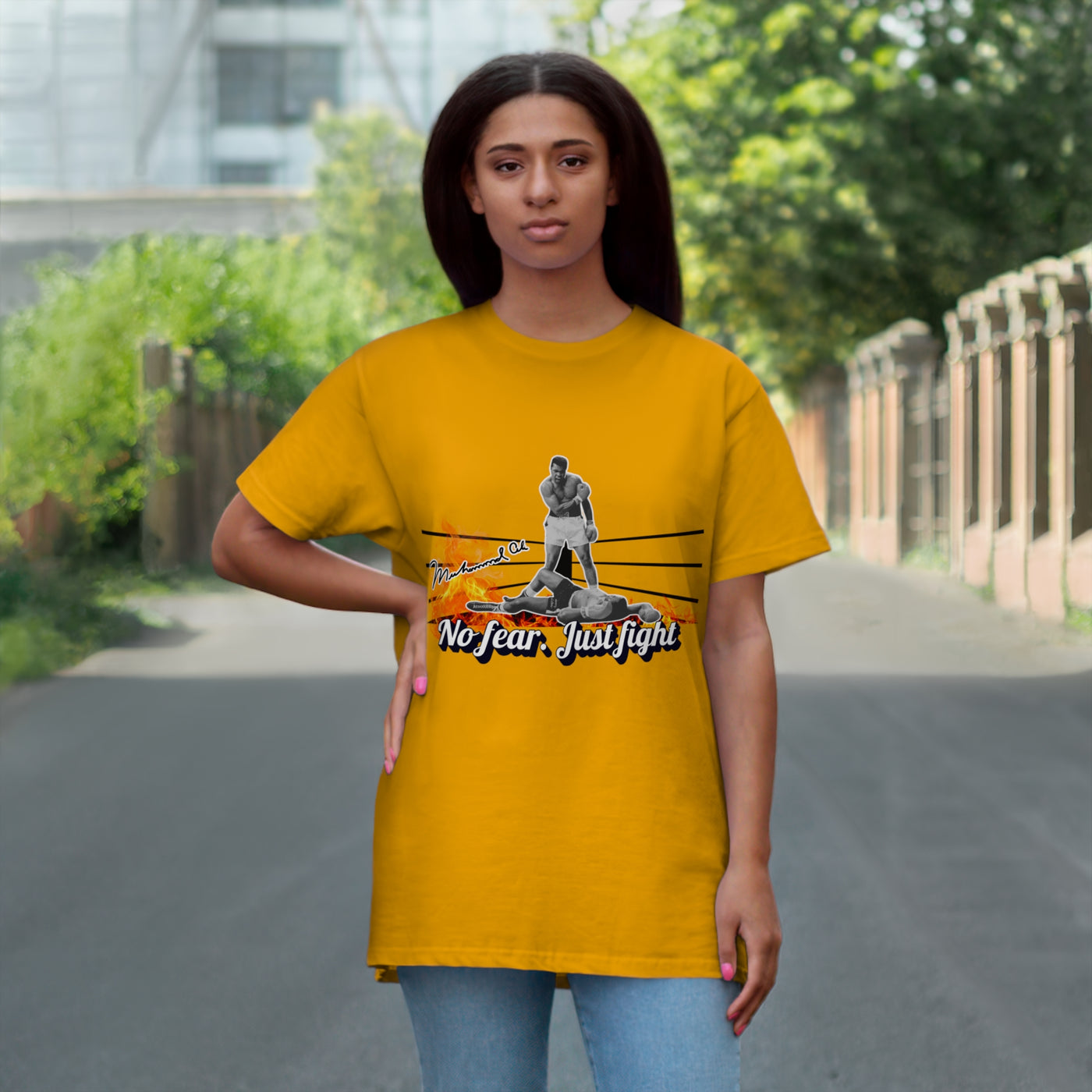 No Fear Just Fight T-Shirt, Motivational Shirt Muhammad Ali