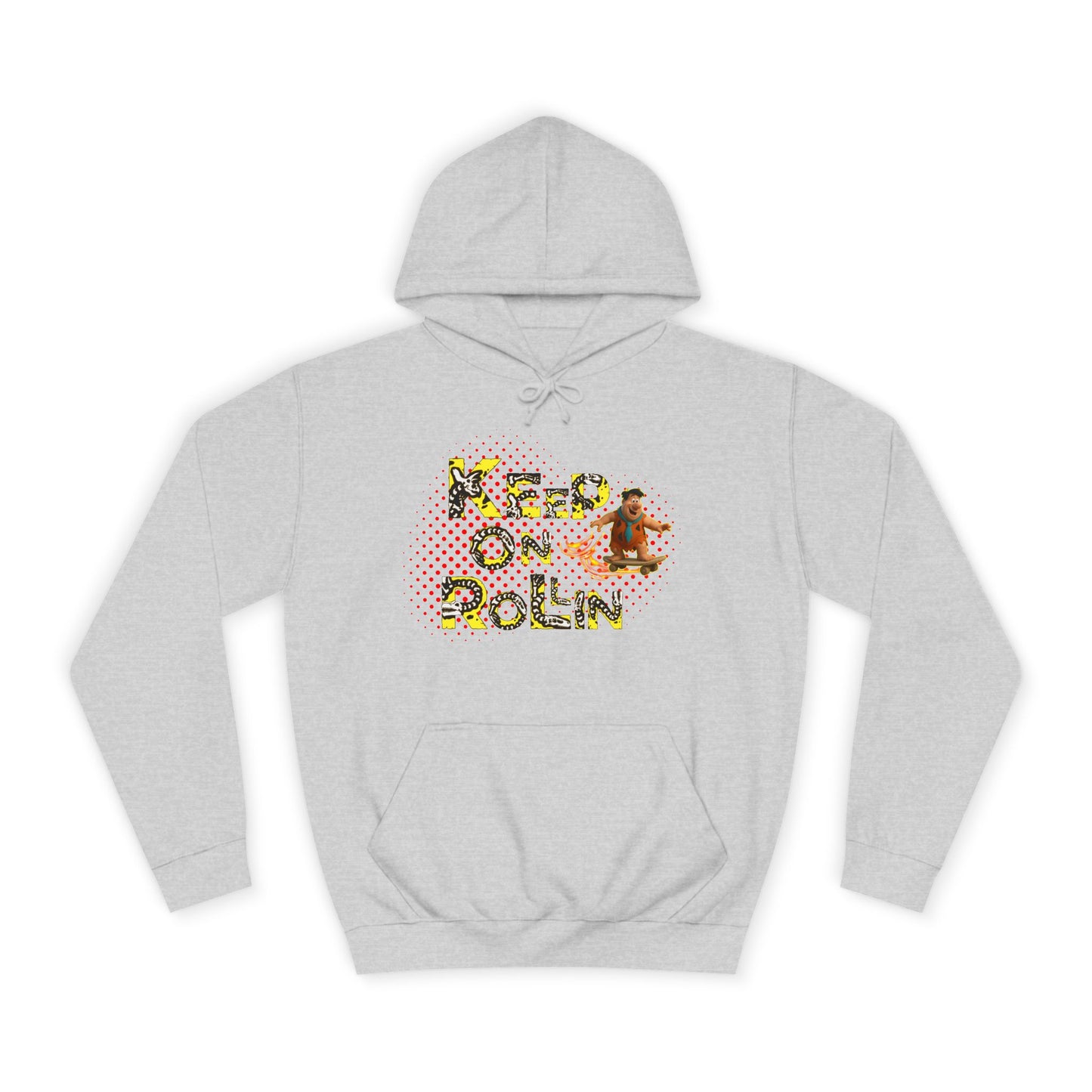 'Keep On Rollin' Design Unisex College Hoodie Flintstones Feuerstein