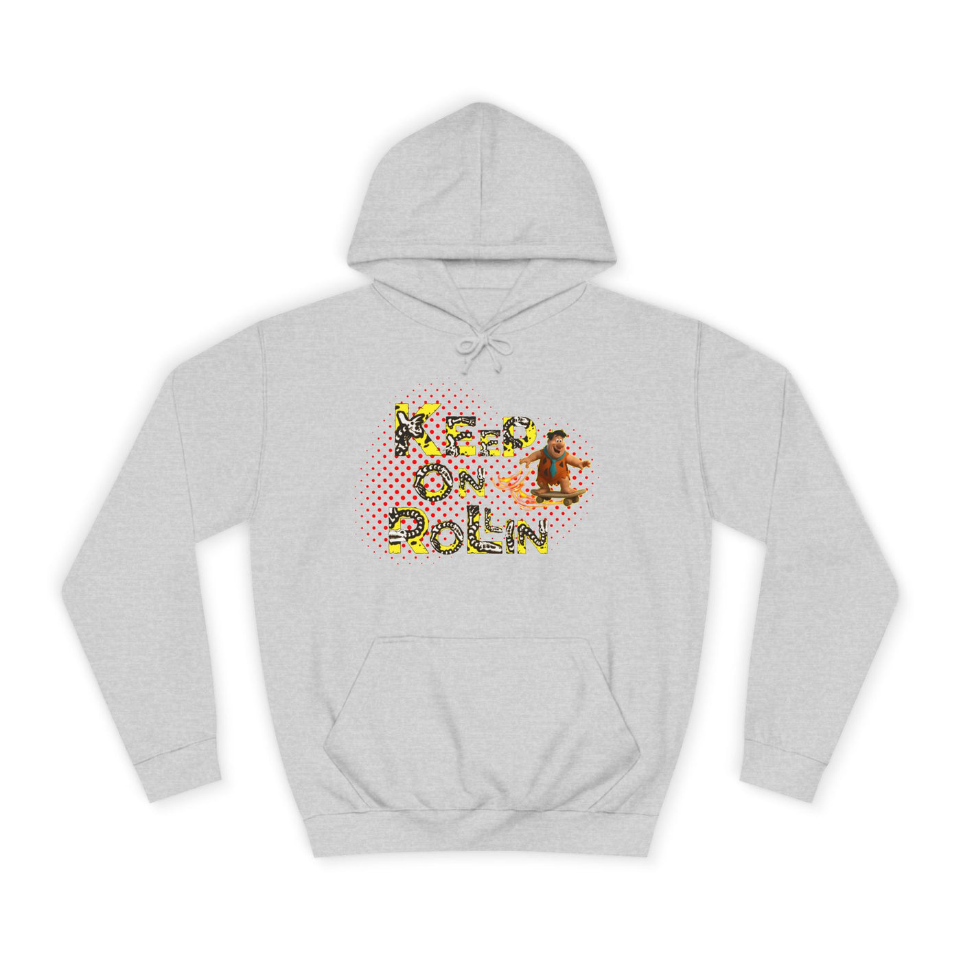'Keep On Rollin' Design Unisex College Hoodie Flintstones Feuerstein