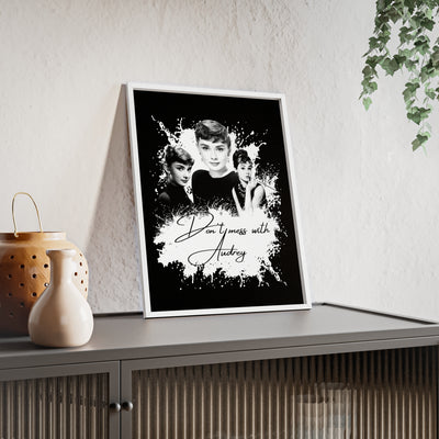 Audrey Hepburn Classic Poster with Wooden Frame - 'Don't Mess with Audrey'