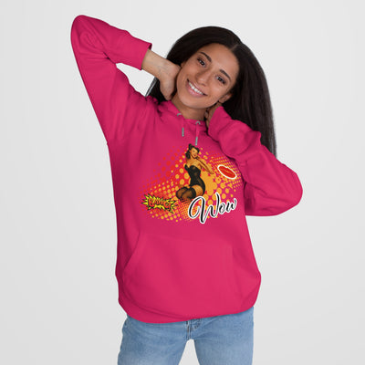 Retro Pin-Up Queen Hooded Sweatshirt - 'Wow' Graphic