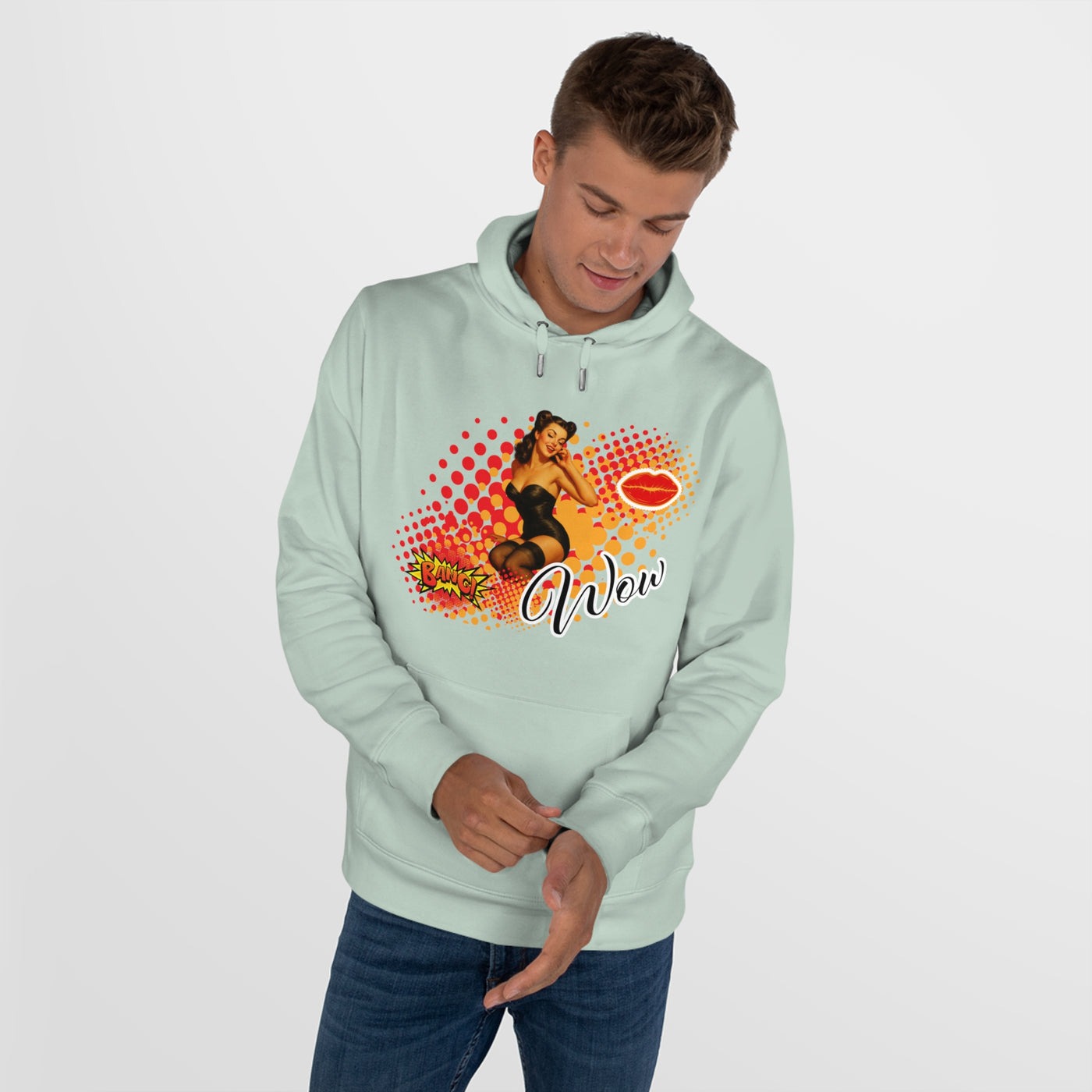 Retro Pin-Up Queen Hooded Sweatshirt - 'Wow' Graphic