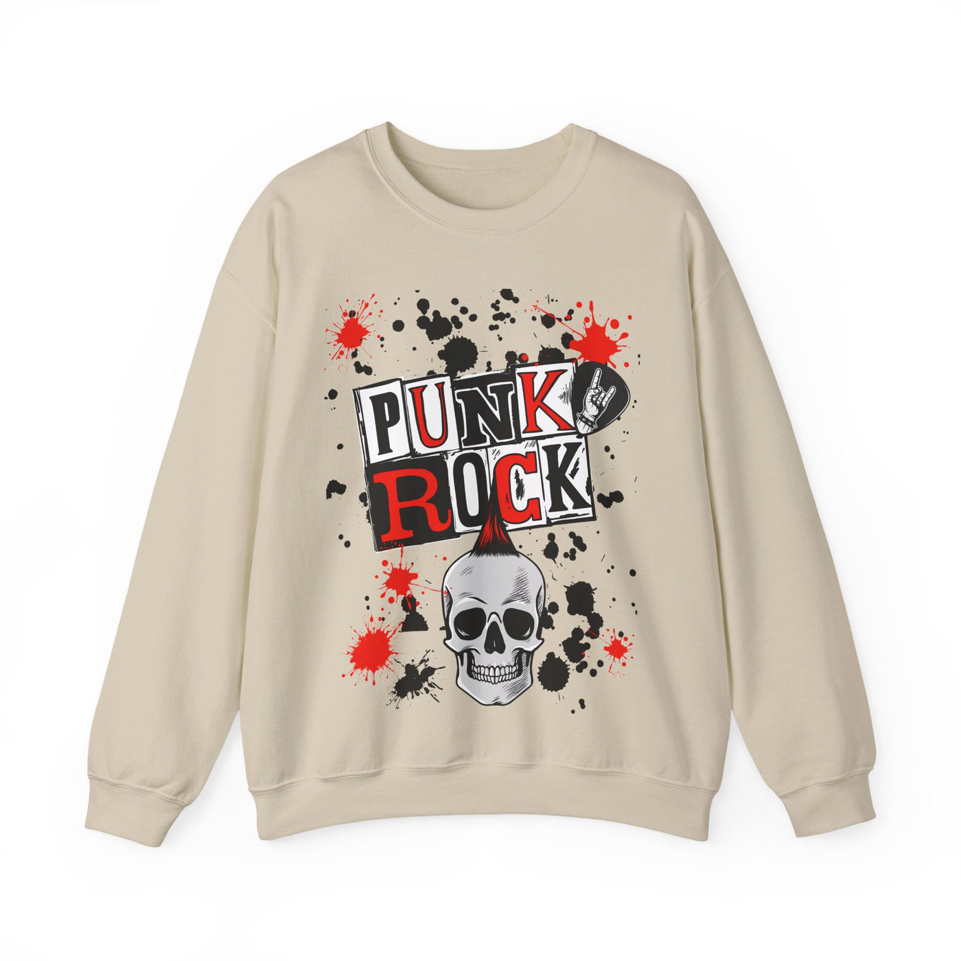 Punk Rock Crewneck Sweatshirt, Casual Streetwear Gift, Music Lover Apparel, Fall Fashion Layer, Unique Graphic Sweater