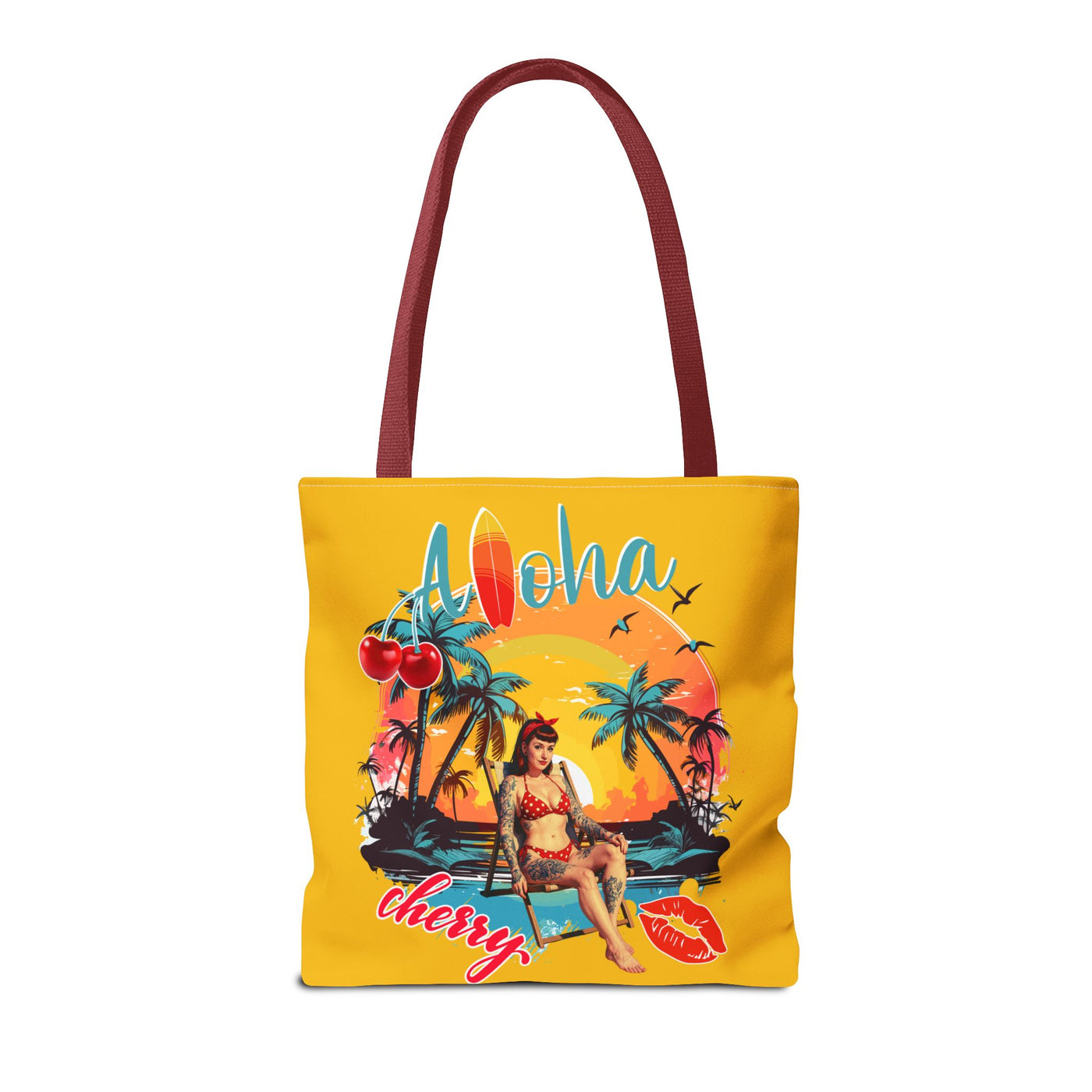 Aloha Cherry Tropical Tote Bag | Beach Accessories, Summer Bag, Travel Tote, Hanging Bag, Beach Bag