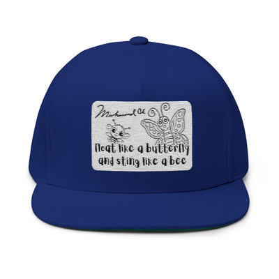 Butterfly and Bee Muhammad Ali Flat Bill Cap | Trendy Snapback Hat