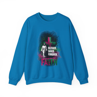 Jesus mit Faith und Spruch Blessed -Saved -Forgiven Sweatshirt