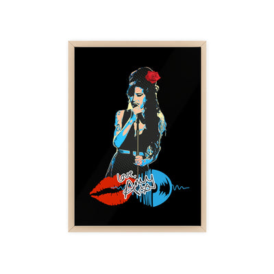 Love Amy Winehouse Poster with Wooden Frame - Vibrant Wall Art for Music Lovers