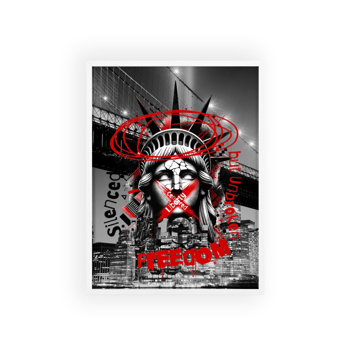 Freedom Poster with Wooden Frame - NYC Decor, Wall Art