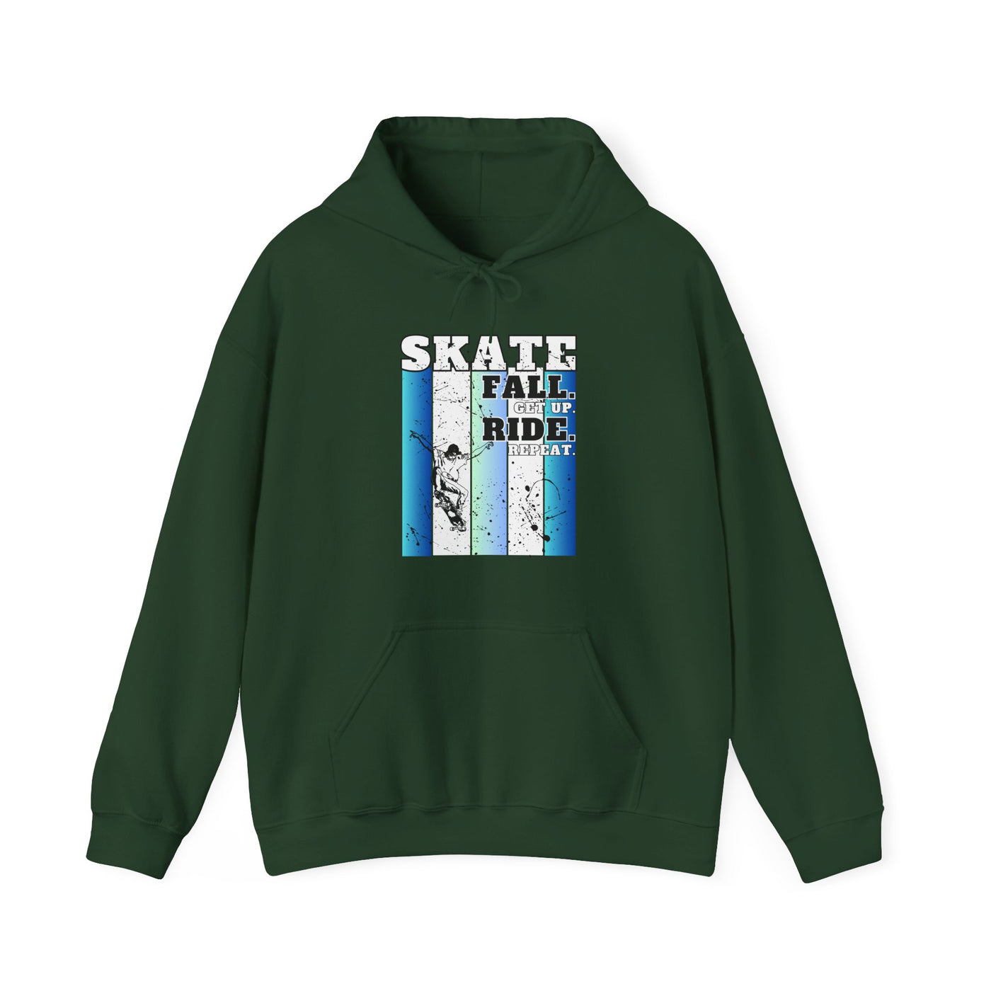 Skateboarding Warmup Hoodie - 'Skate Fall Get Up Ride Repeat' Design