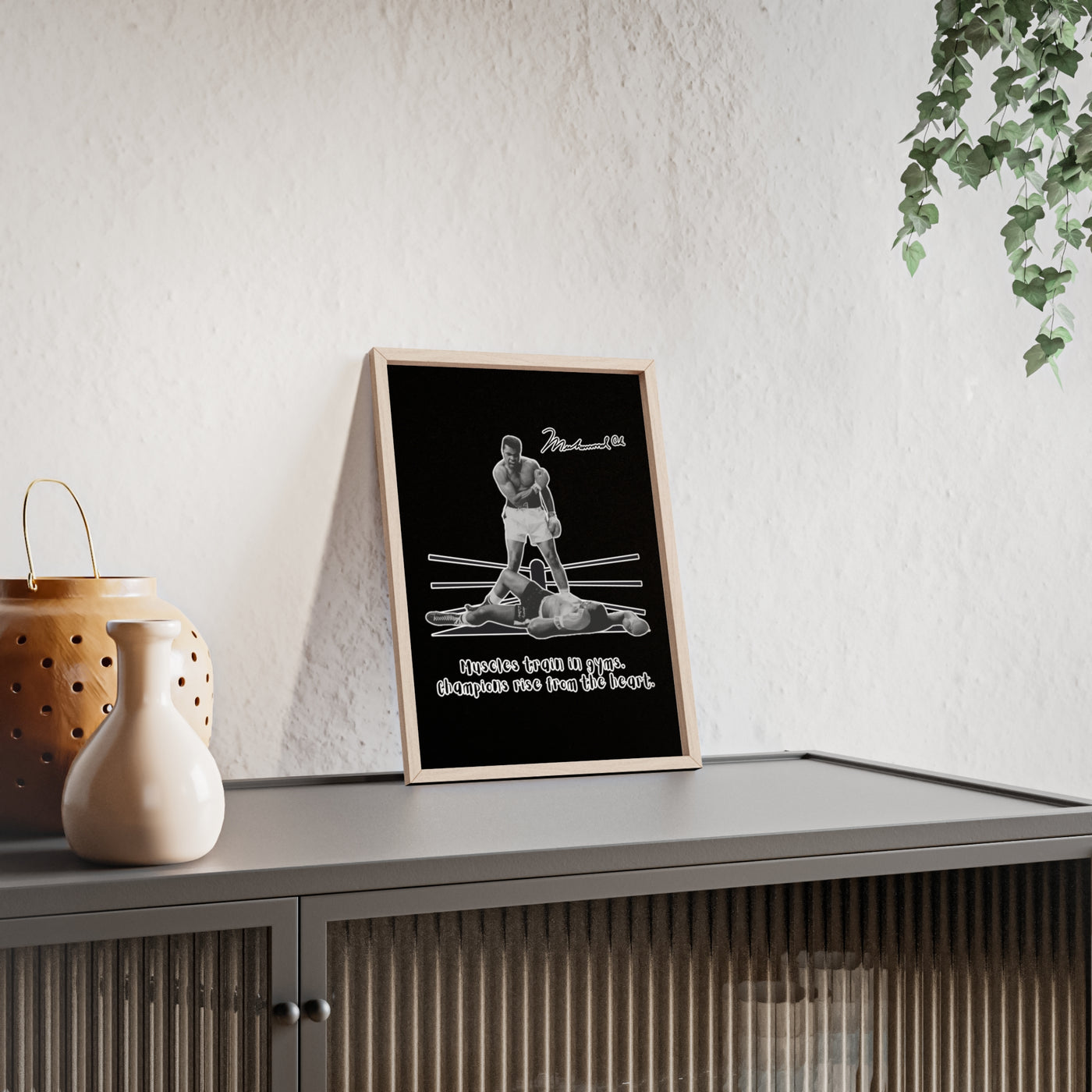 Boxing Inspired Wall Art Poster with Wooden Frame - Muhammad Ali 