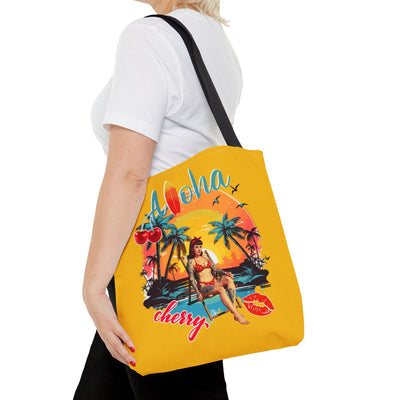 Aloha Cherry Tropical Tote Bag | Beach Accessories, Summer Bag, Travel Tote, Hanging Bag, Beach Bag