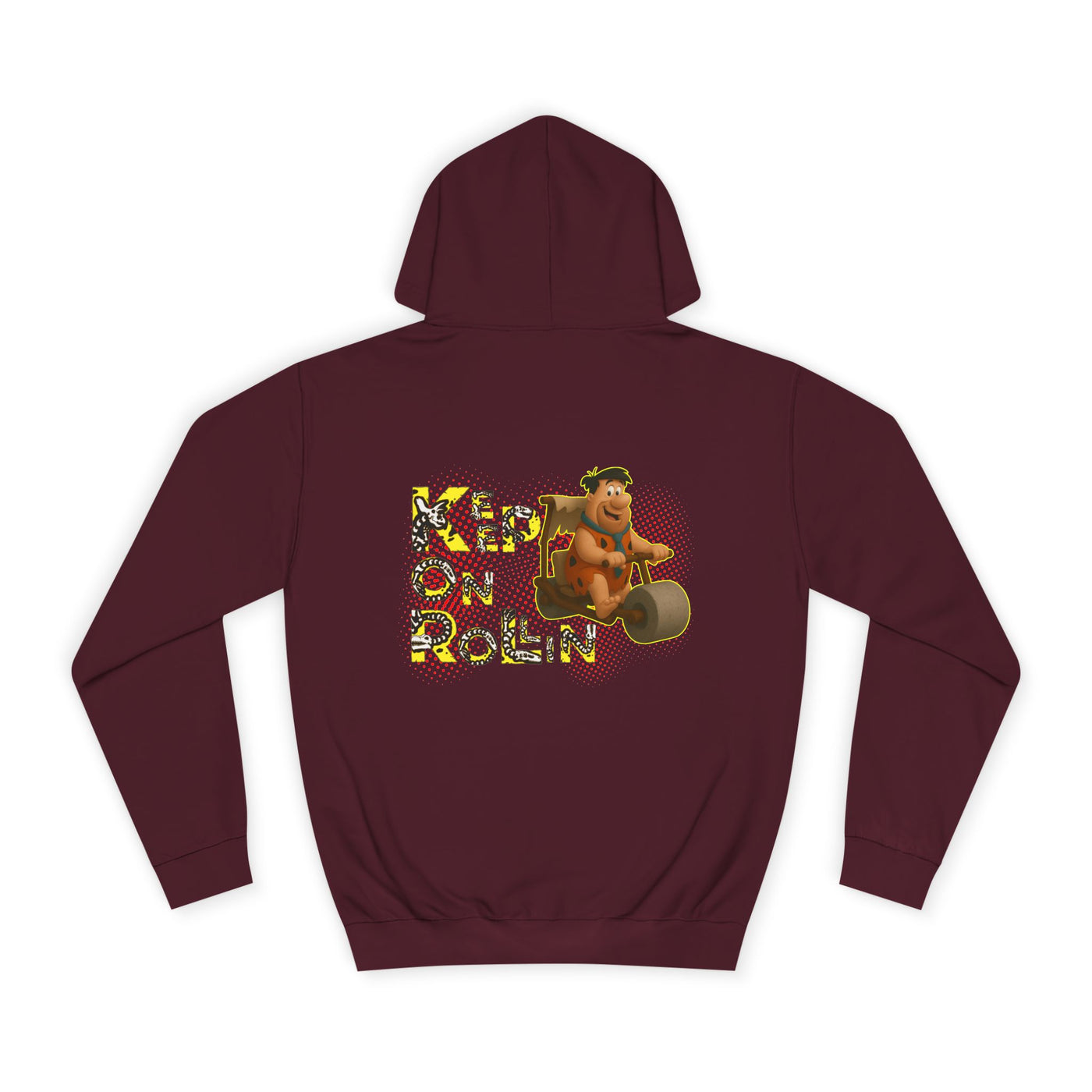 'Keep On Rollin' Design Unisex College Hoodie Flintstones Feuerstein
