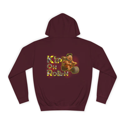 'Keep On Rollin' Design Unisex College Hoodie Flintstones Feuerstein