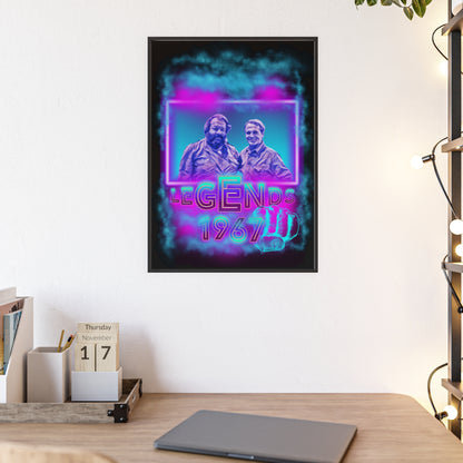 Retro Legends Poster with Wooden Frame - 1967 Nostalgia Art Bud Spencer &amp; Terence Hill