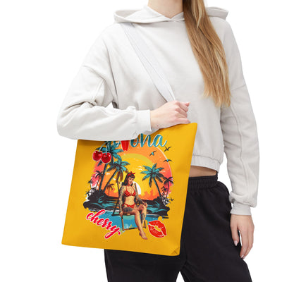 Aloha Cherry Tropical Tote Bag | Beach Accessories, Summer Bag, Travel Tote, Hanging Bag, Beach Bag