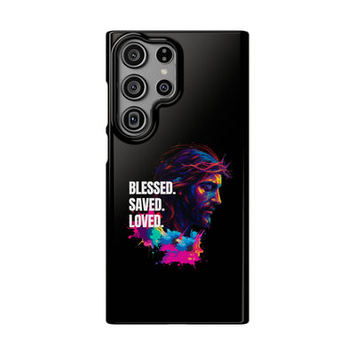 Blessed Saved loved - Snap Case - Jesus