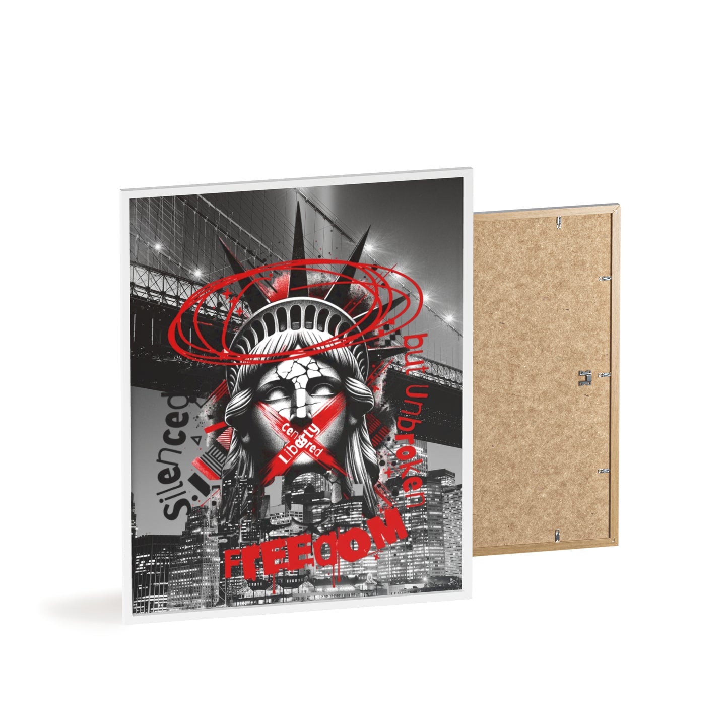Freedom Poster with Wooden Frame - NYC Decor, Wall Art