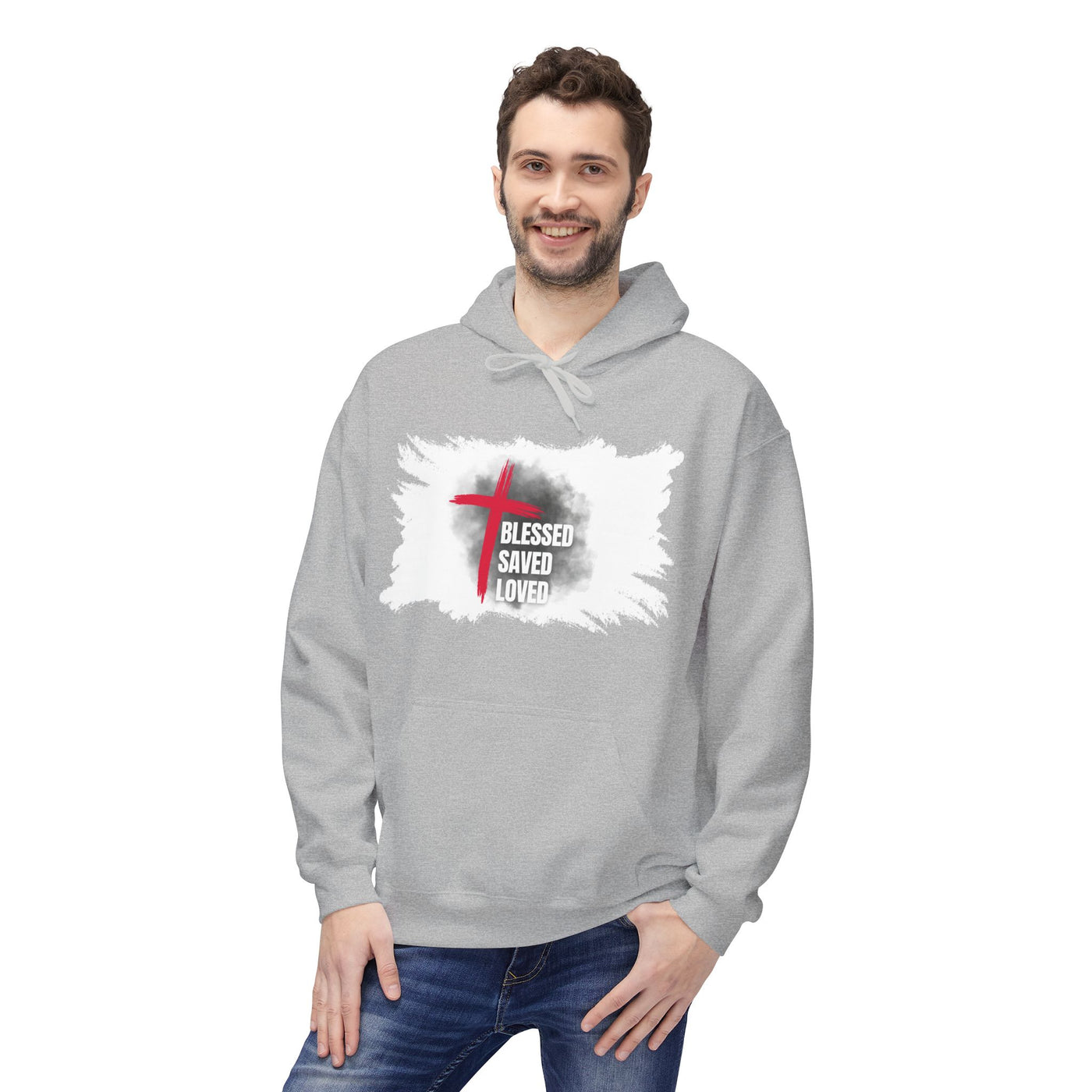Faith-Inspired Hoodie: Blessed, Saved, Loved - Christian JESUS