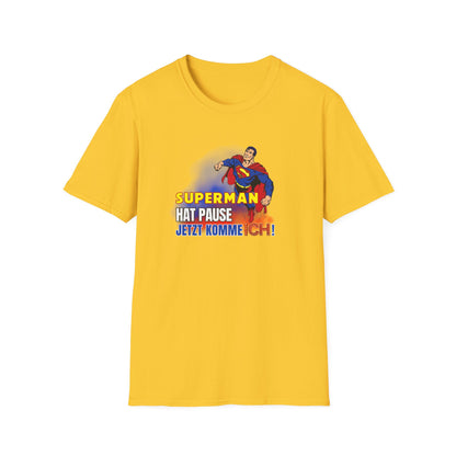 Superman Pause Unisex Softstyle T-Shirt - Fun Graphic Tee for Comic Fans