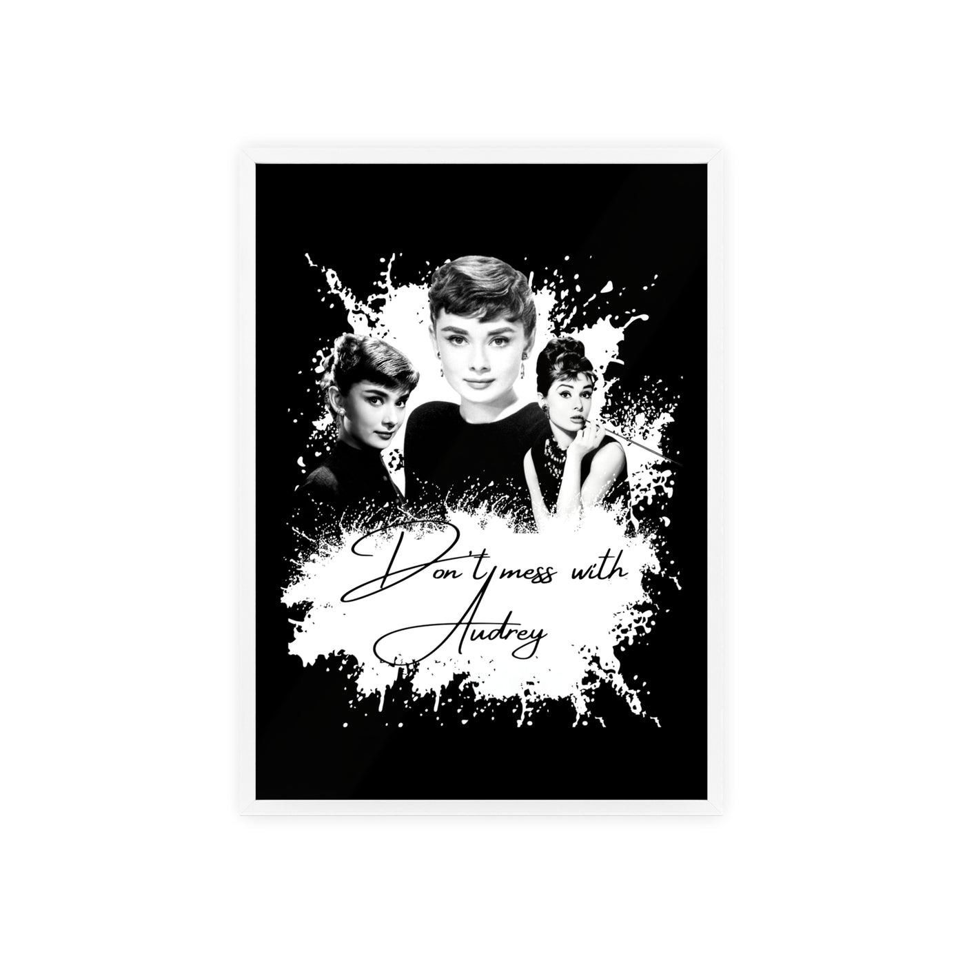 Audrey Hepburn Classic Poster with Wooden Frame - 'Don't Mess with Audrey'