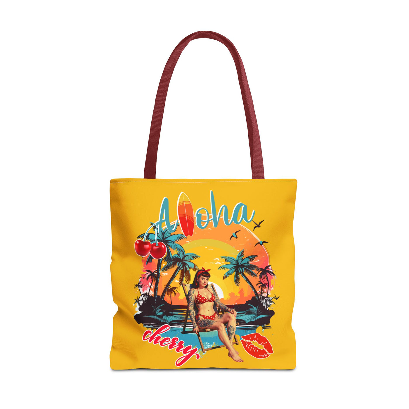 Aloha Cherry Tropical Tote Bag | Beach Accessories, Summer Bag, Travel Tote, Hanging Bag, Beach Bag