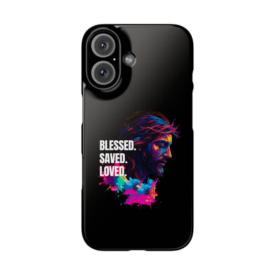 Blessed Saved loved - Snap Case - Jesus