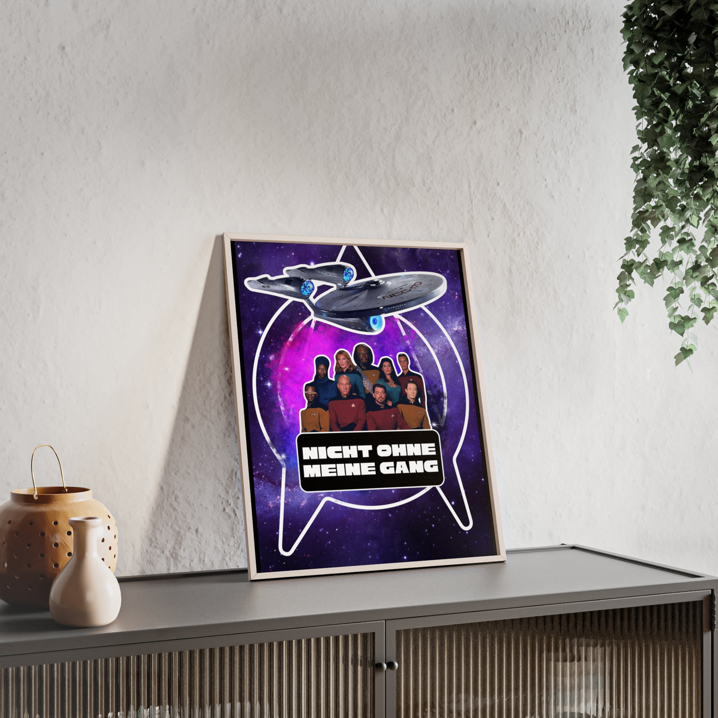 Starship Adventure Poster with Wooden Frame | Sci-Fi Wall Art, Geek Decor,