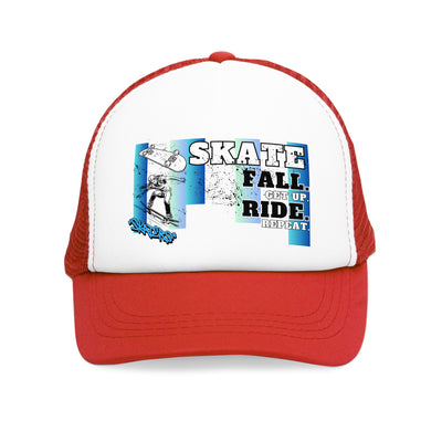 Skateboarding Mesh Cap - "Skate Fall, Get Up, Ride, Repeat"