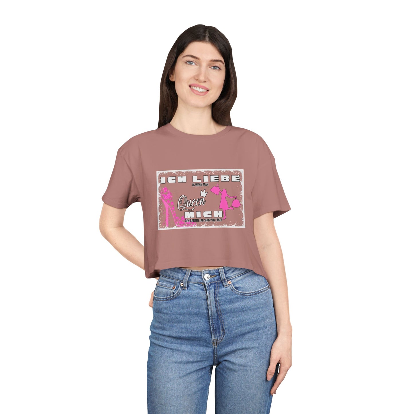 Ich liebe shoppe "Shopping Queen" Crop Tee  copped Shirt