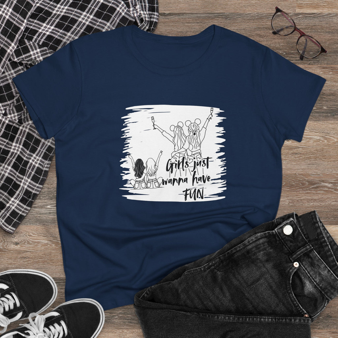 Girls Just Wanna Have Fun Cotton Tee - Women's Midweight Casual Shirt