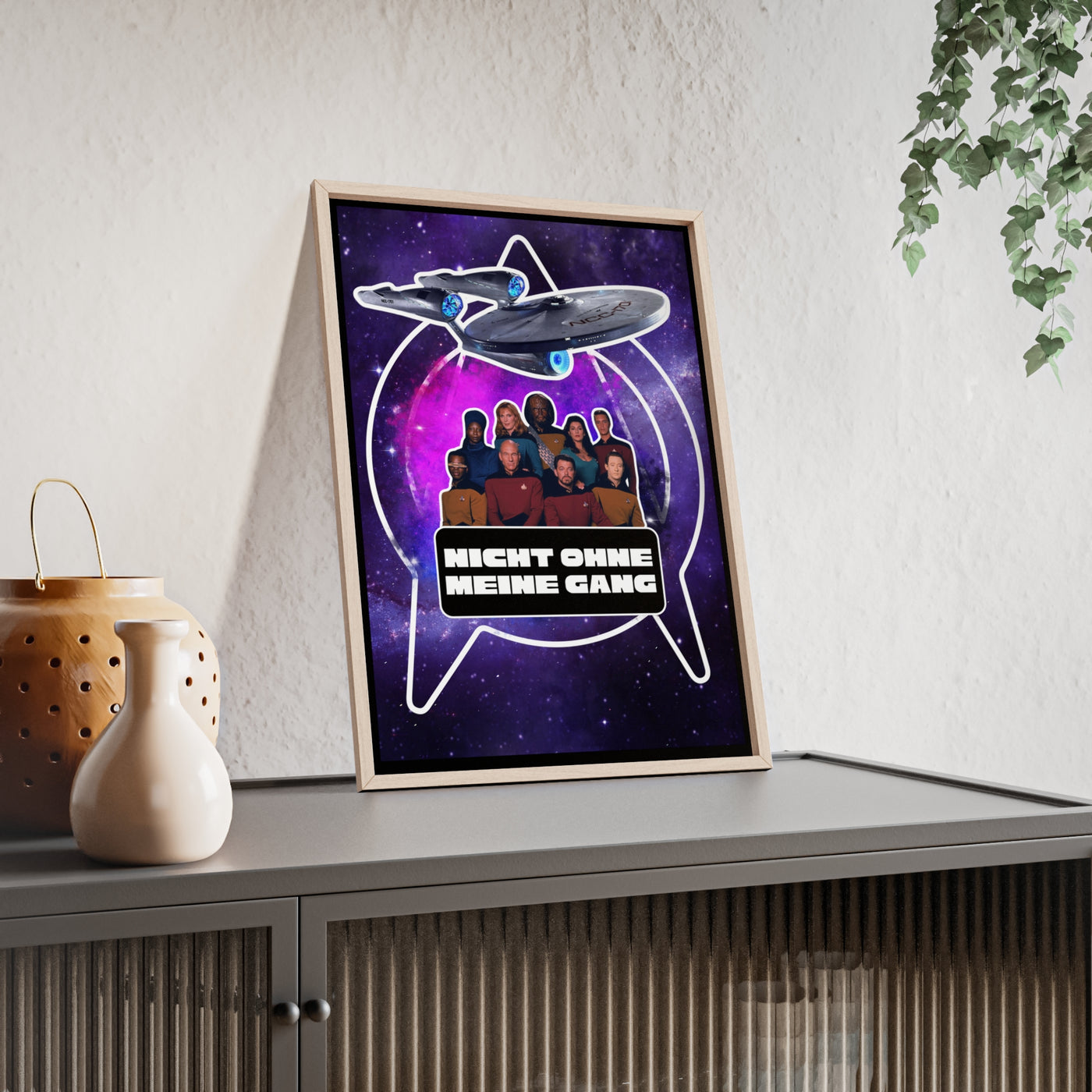 Starship Adventure Poster with Wooden Frame | Sci-Fi Wall Art, Geek Decor,